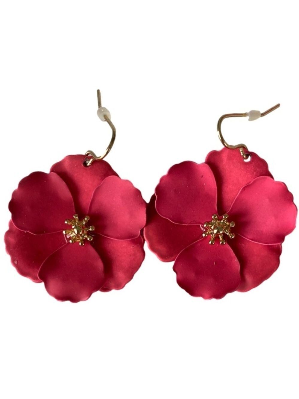 ROSE Necklace Bracelet Earring Set Gold-toned Floral Center and Hardware OS - Picture 4 of 5